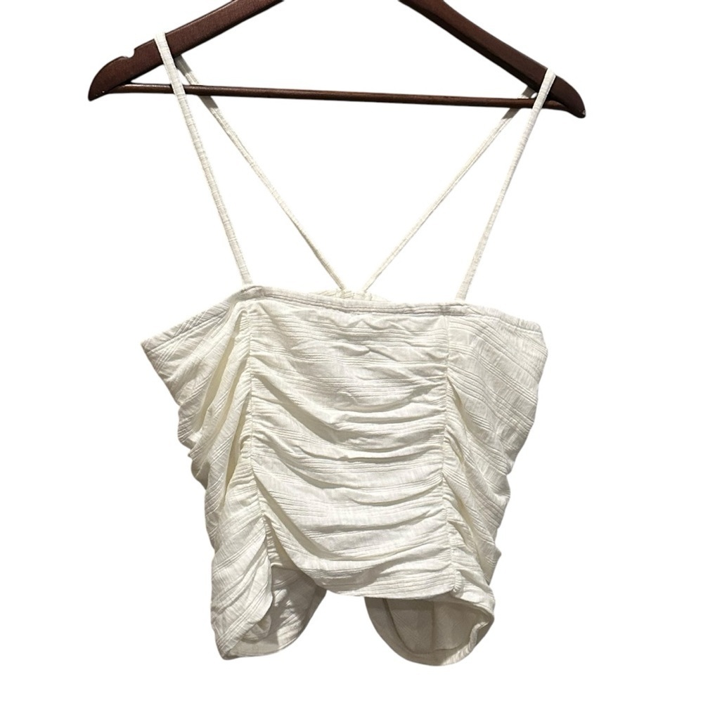 Pilcro Anthropologie Womens NWT Cream Ruched Ribbed Halter Size Medium - Picture 4 of 7